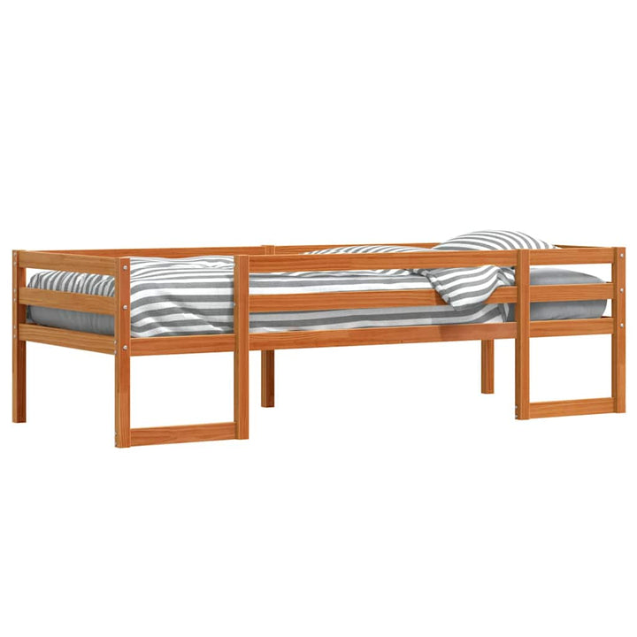 sengeramme til juniorseng 75x190 cm massivt fyrretræ gyldenbrun
