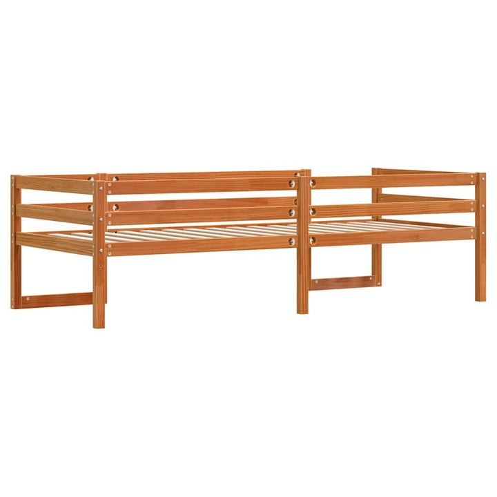sengeramme til juniorseng 75x190 cm massivt fyrretræ gyldenbrun