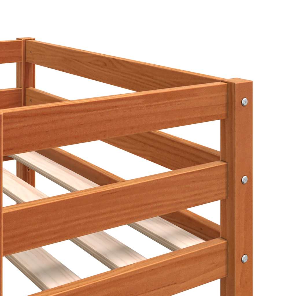 sengeramme til juniorseng 75x190 cm massivt fyrretræ gyldenbrun