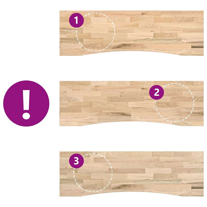 bordplade ubehandlet 160x50x2,5 cm massivt egetræ rektangulær