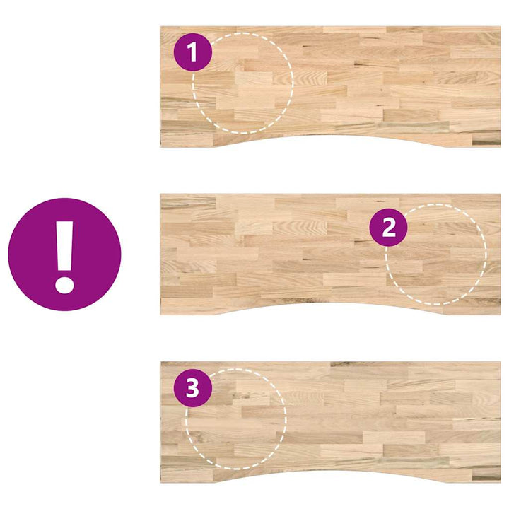bordplade ubehandlet 140x60x2,5 cm massivt egetræ rektangulær