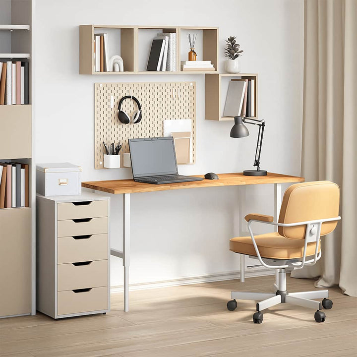 bordplade 140x50x2,5 cm massivt egetræ rektangulær lysebrun