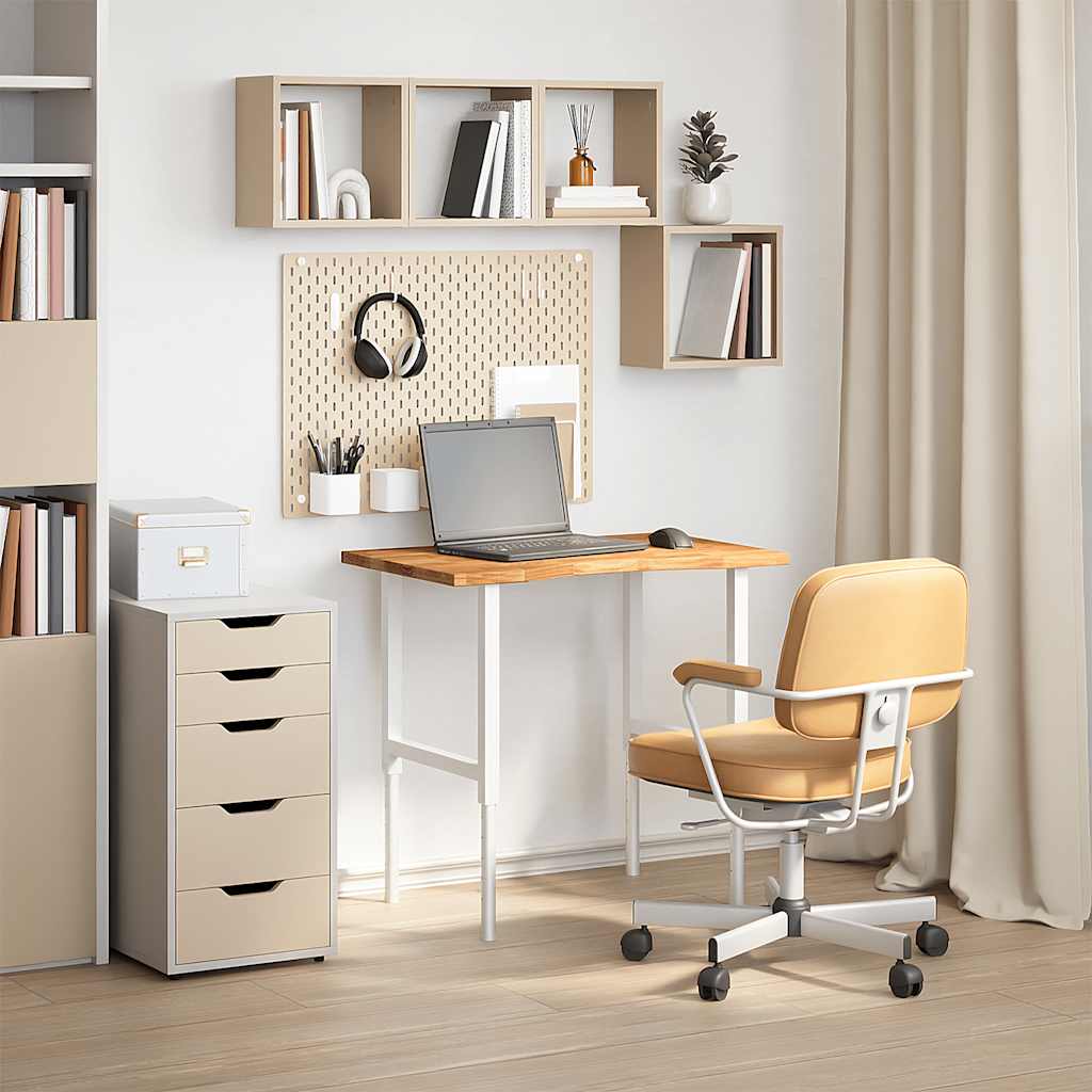 bordplade 80x60x2,5 cm massivt egetræ rektangulær lysebrun