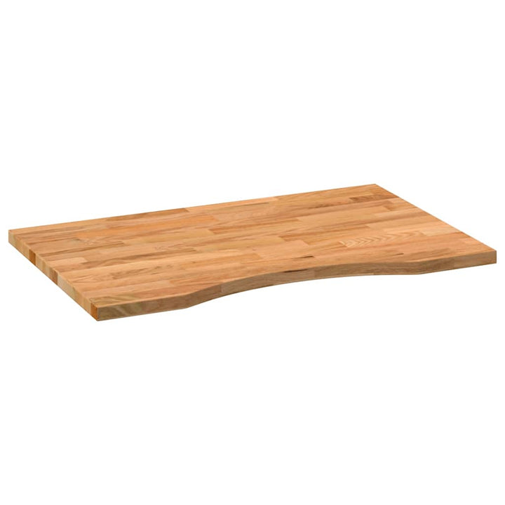 bordplade 80x60x2,5 cm massivt egetræ rektangulær lysebrun