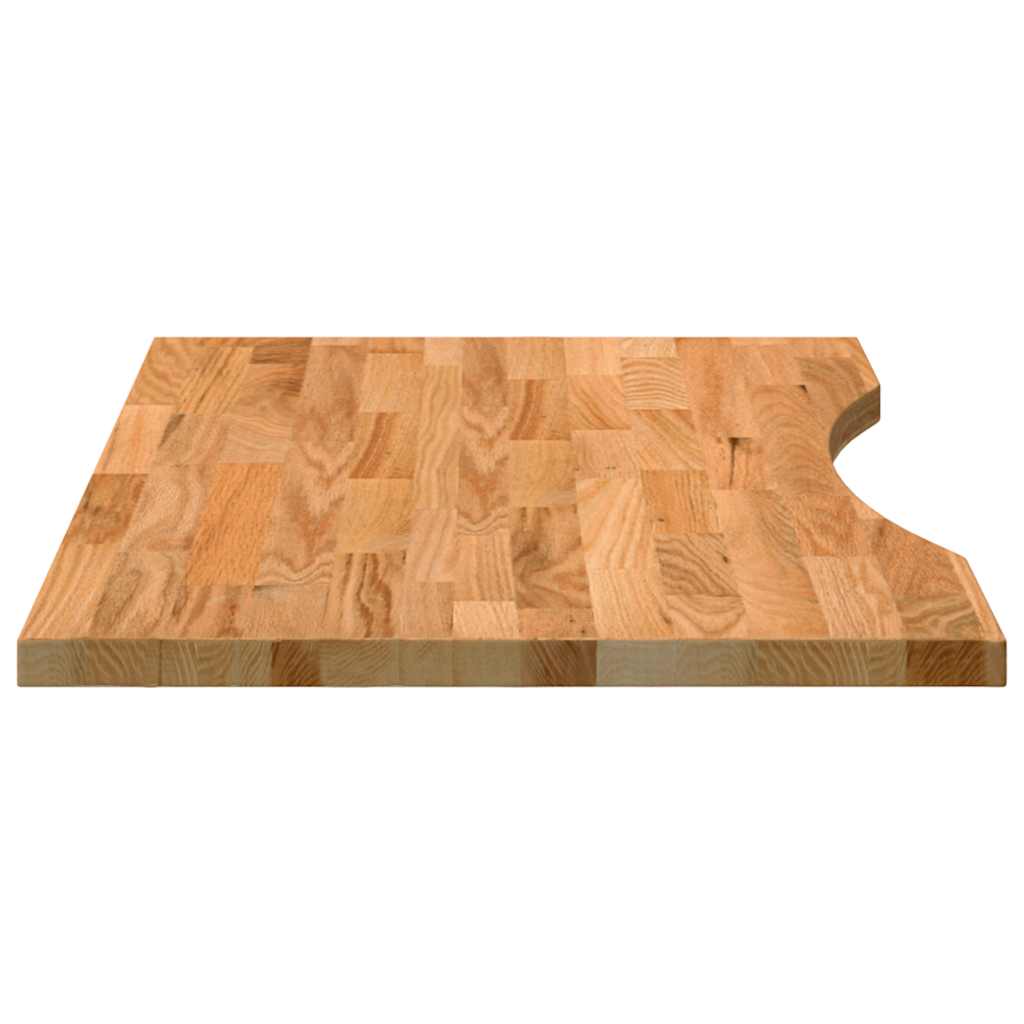 bordplade 80x60x2,5 cm massivt egetræ rektangulær lysebrun