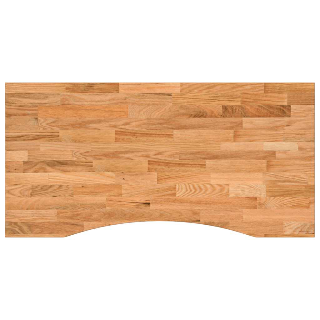 bordplade 100x60x2,5 cm massivt egetræ rektangulær lysebrun