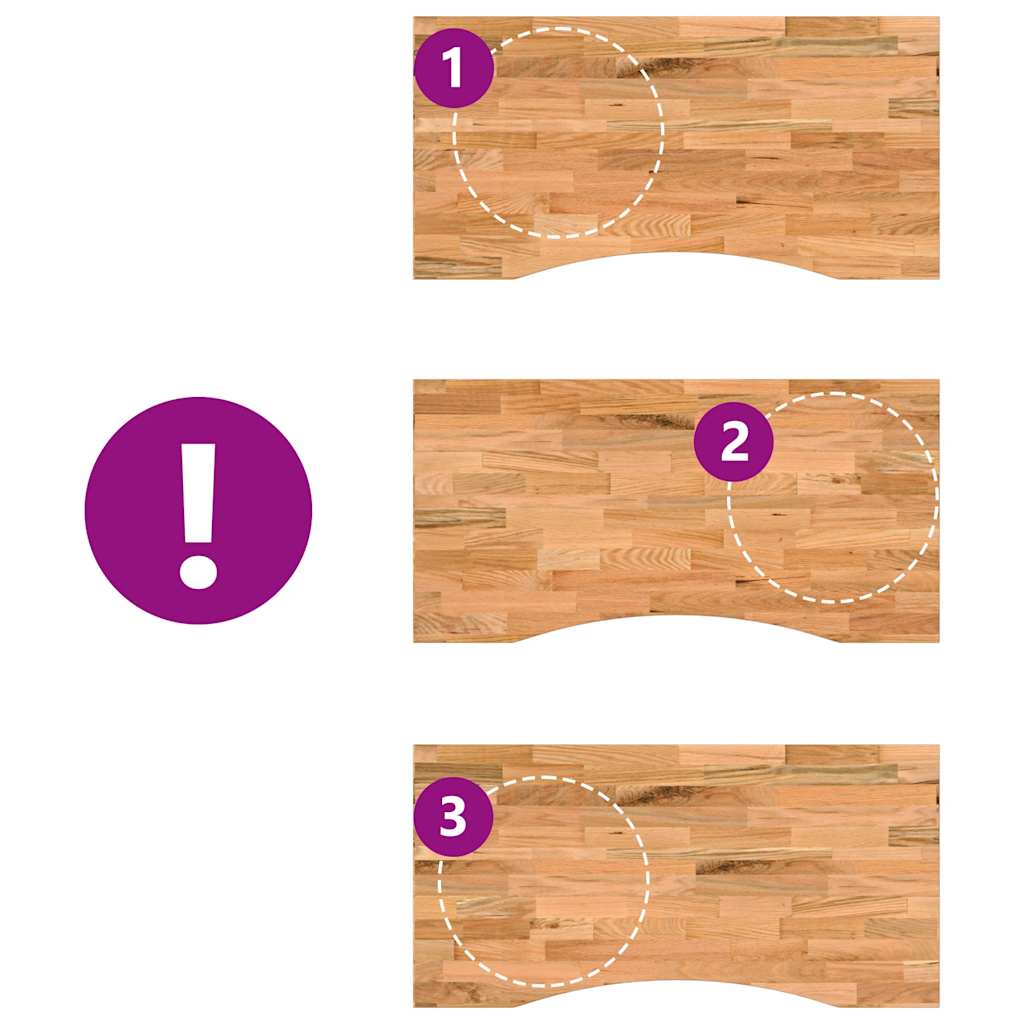 bordplade 100x60x2,5 cm massivt egetræ rektangulær lysebrun