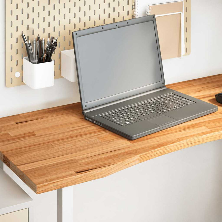 bordplade 120x60x2,5 cm massivt egetræ rektangulær lysebrun