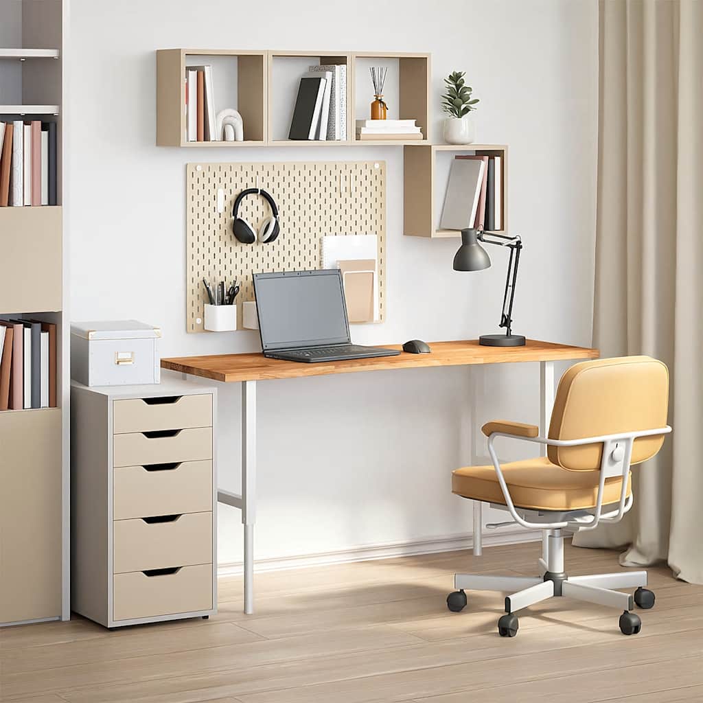 bordplade 140x60x2,5 cm massivt egetræ rektangulær lysebrun