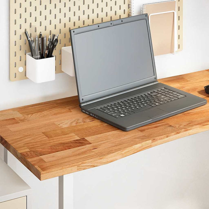 bordplade 140x60x2,5 cm massivt egetræ rektangulær lysebrun