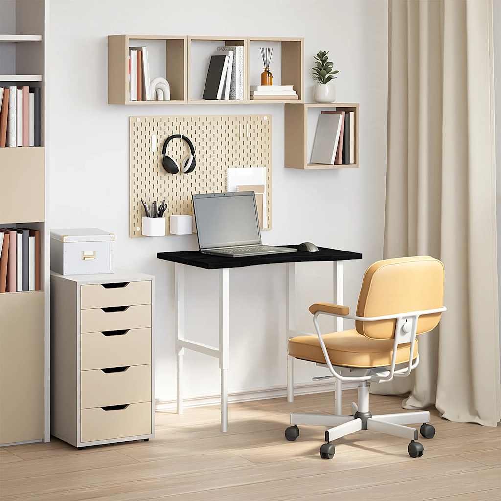 bordplade 80x50x2,5 cm massivt egetræ rektangulær mørkebrun