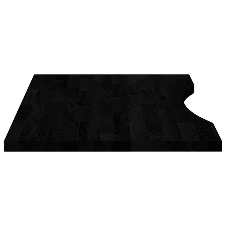 bordplade 80x50x2,5 cm massivt egetræ rektangulær mørkebrun