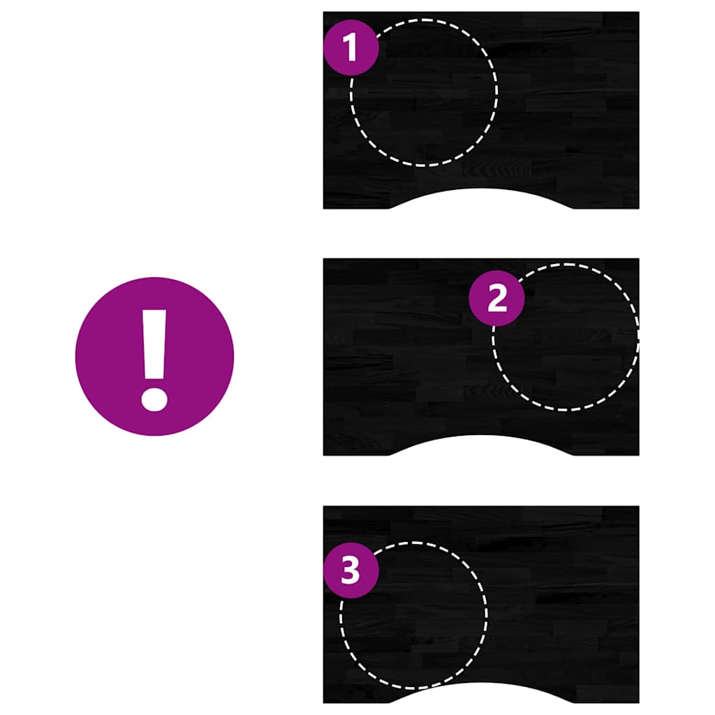 bordplade 80x50x2,5 cm massivt egetræ rektangulær mørkebrun