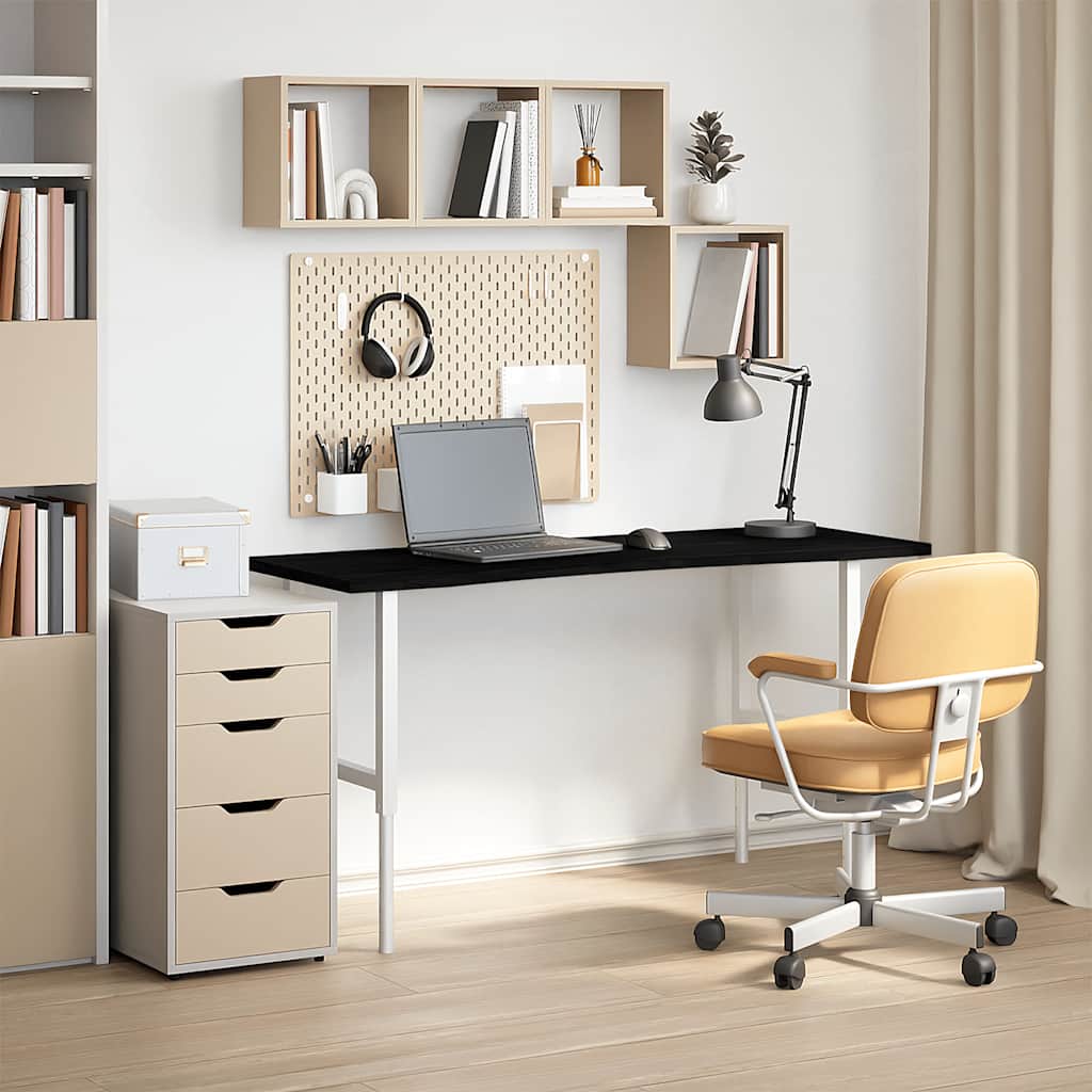 bordplade 140x60x2,5 cm massivt egetræ rektangulær mørkebrun
