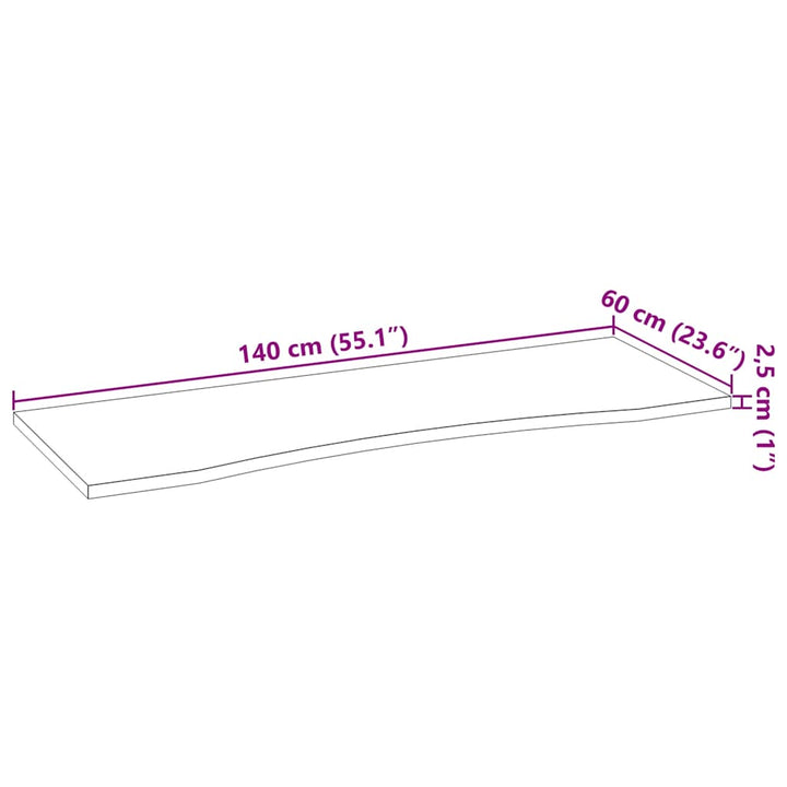 bordplade 140x60x2,5 cm massivt egetræ rektangulær mørkebrun