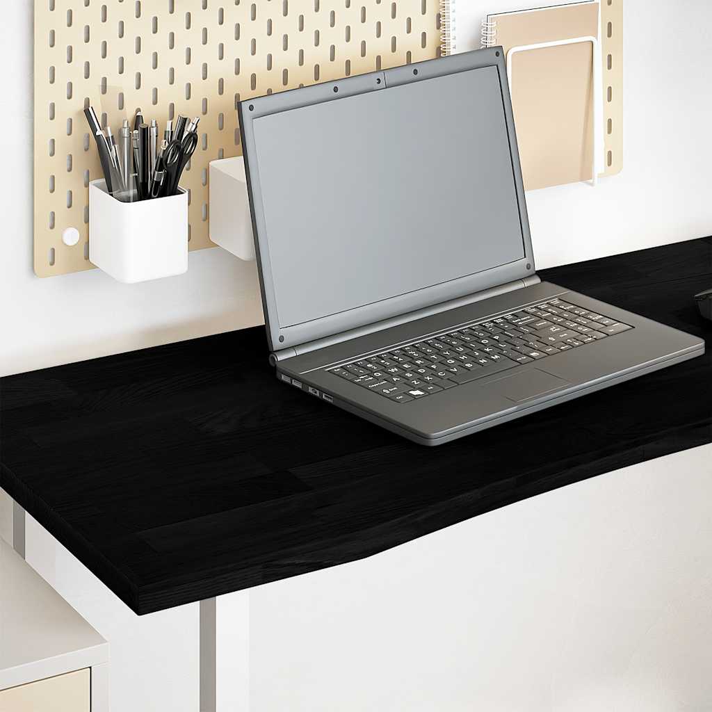 bordplade 140x60x2,5 cm massivt egetræ rektangulær mørkebrun