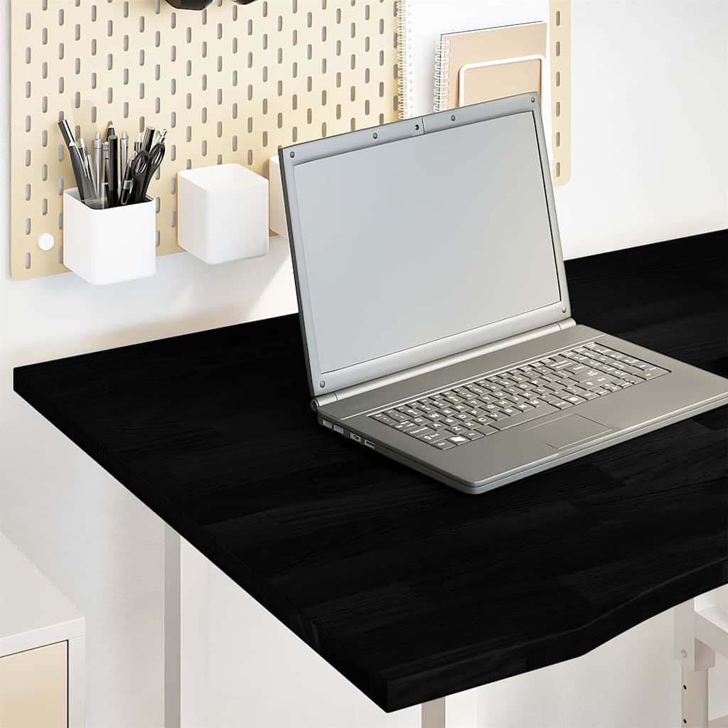 bordplade 100x80x2,5 cm massivt egetræ rektangulær mørkebrun