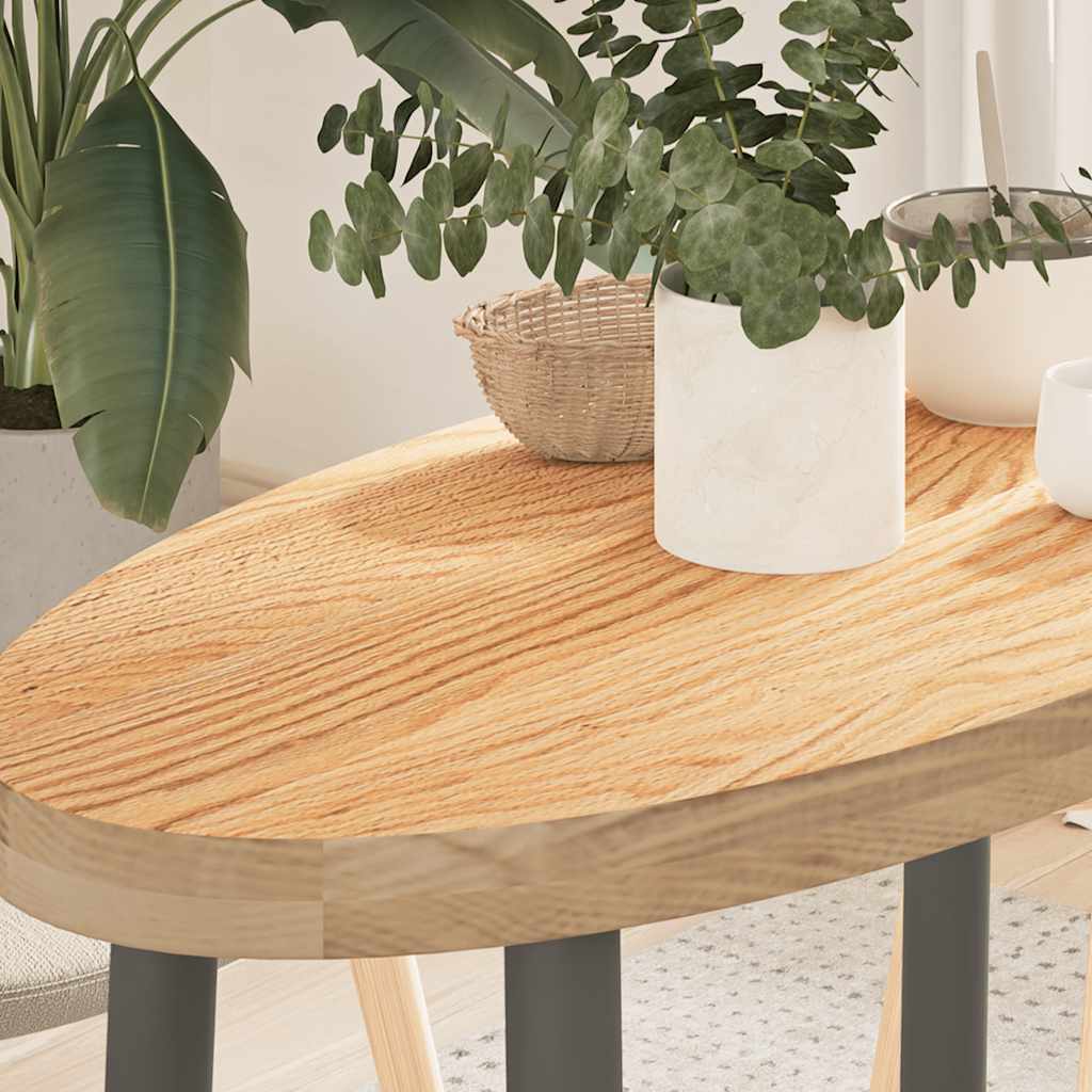 bordplade 80x40x4 cm massivt egetræ oval