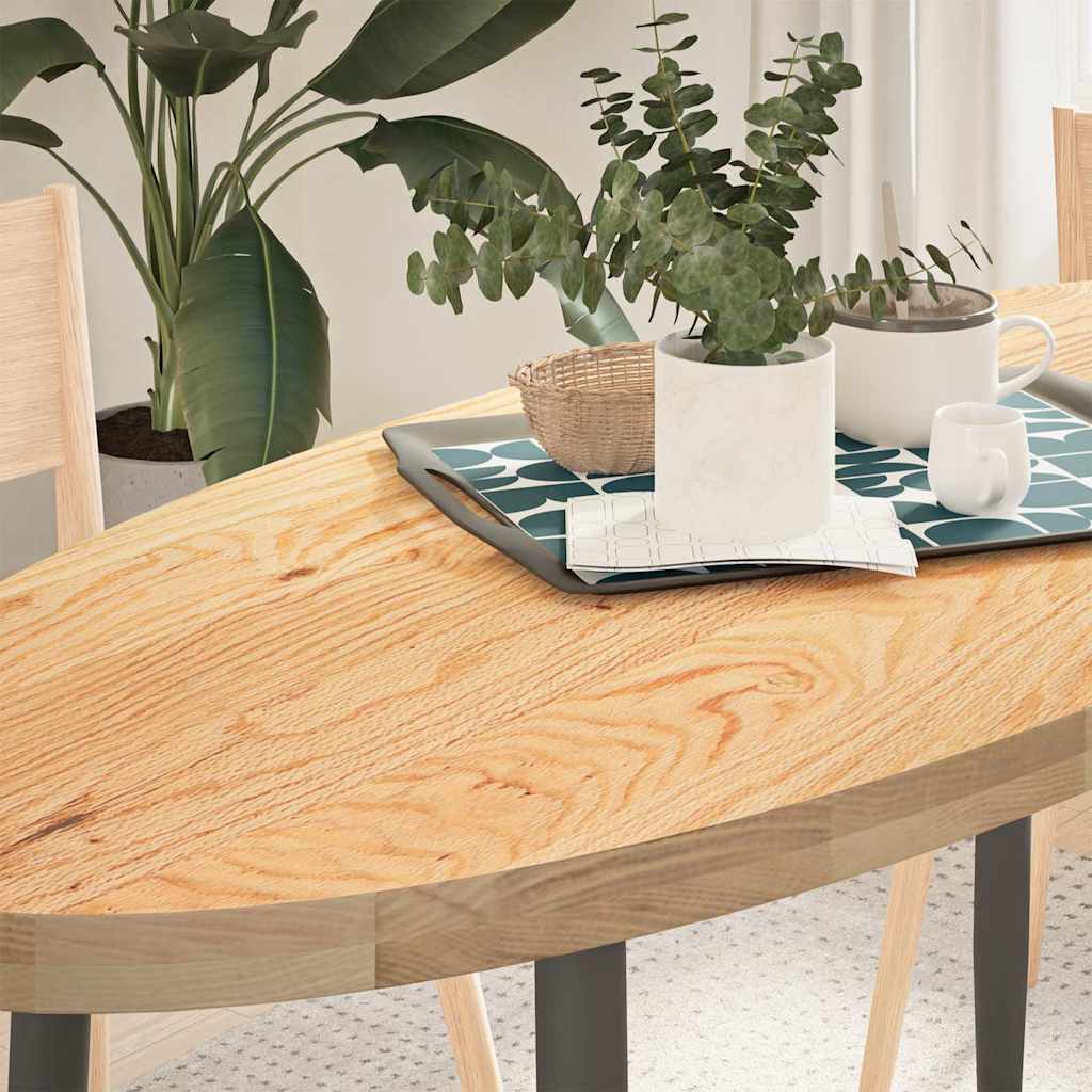 bordplade 140x60x4 cm massivt egetræ oval