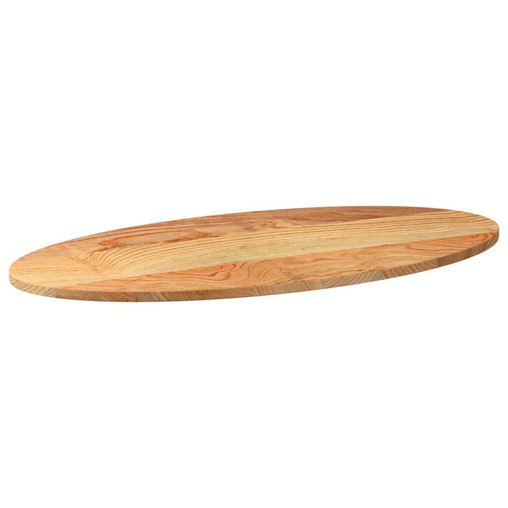bordplade 100x50x2 cm massivt egetræ oval lysebrun