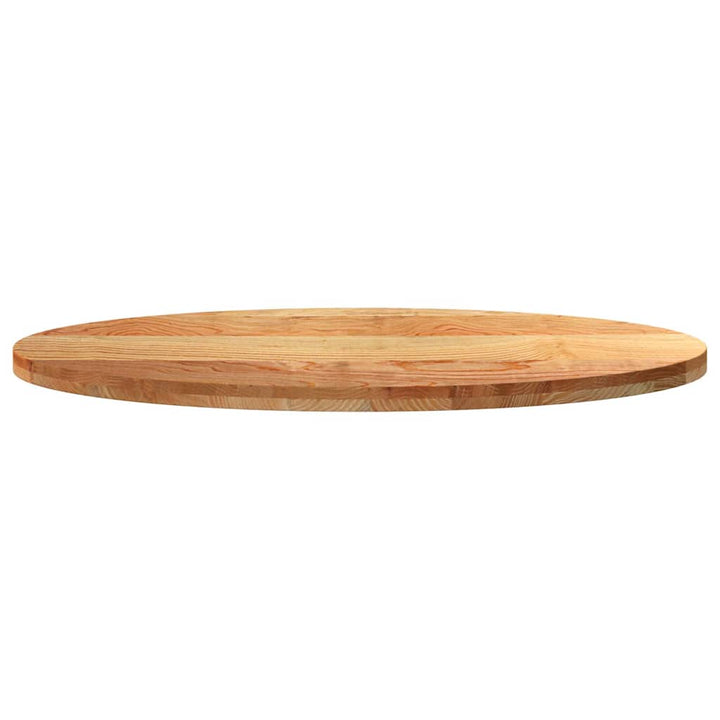 bordplade 120x60x4 cm massivt egetræ oval lysebrun