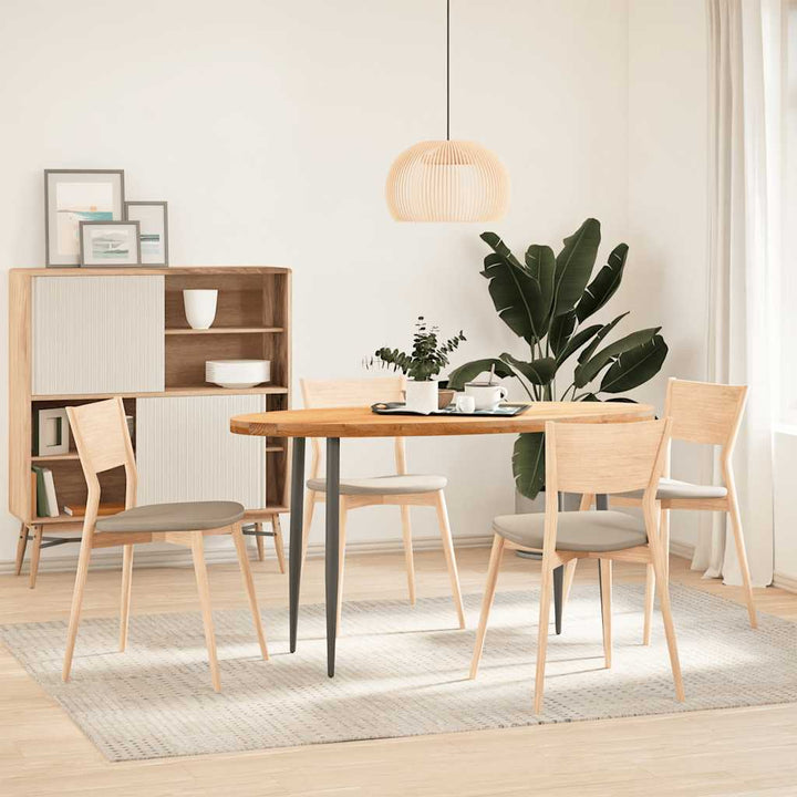 bordplade 140x60x4 cm massivt egetræ oval lysebrun
