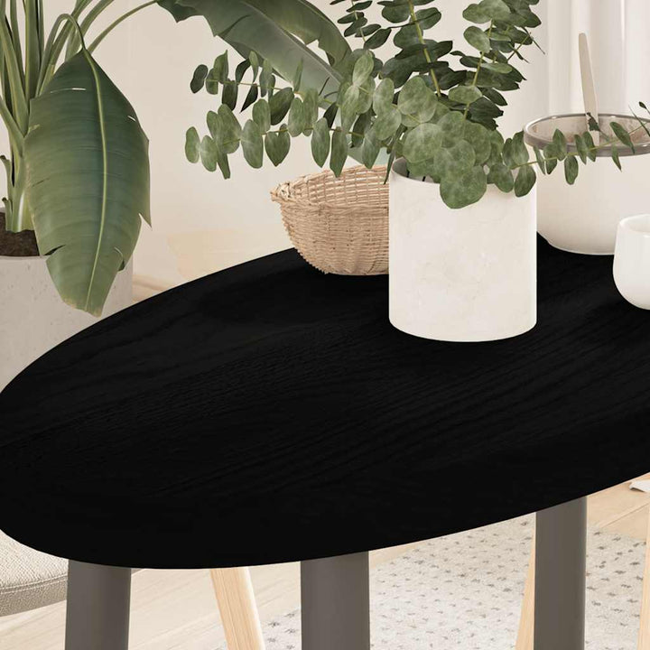 bordplade 80x40x4 cm massivt egetræ oval mørkebrun