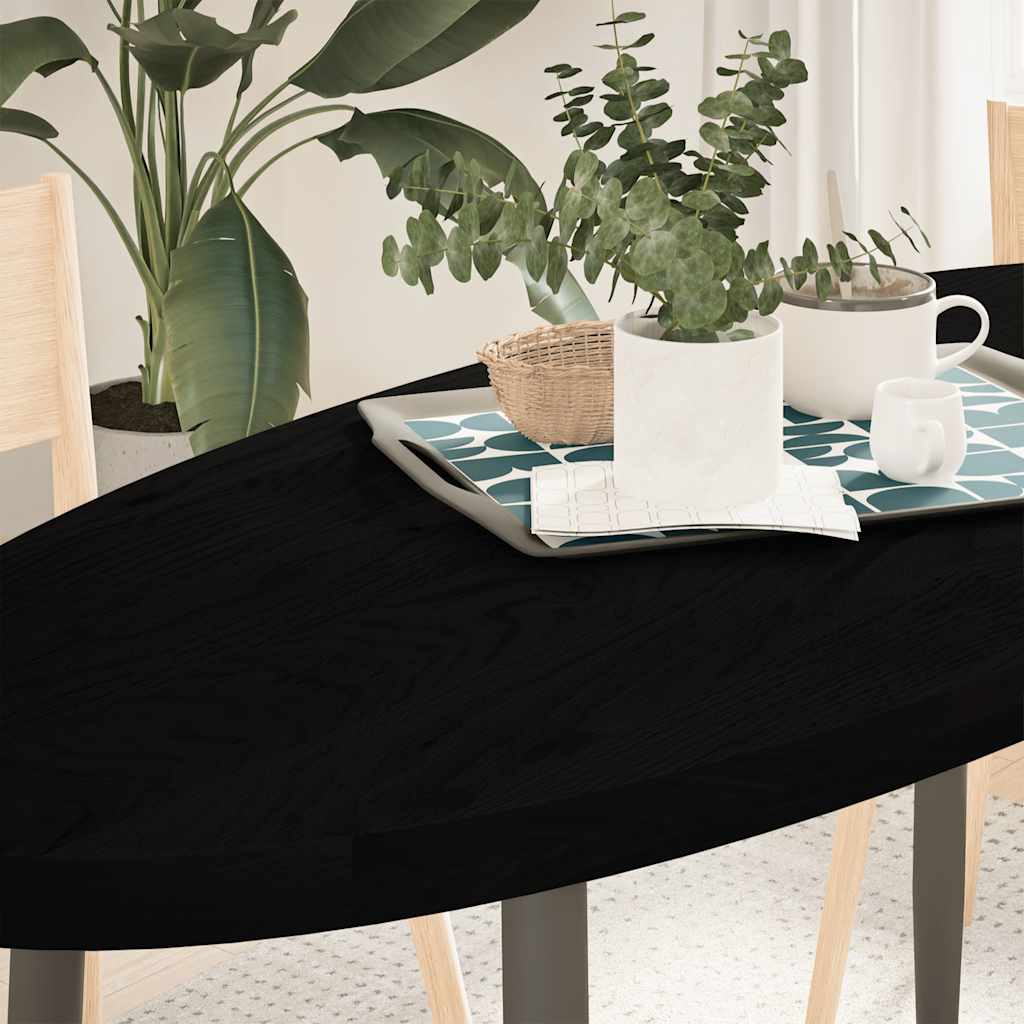 bordplade 140x60x4 cm massivt egetræ oval mørkebrun