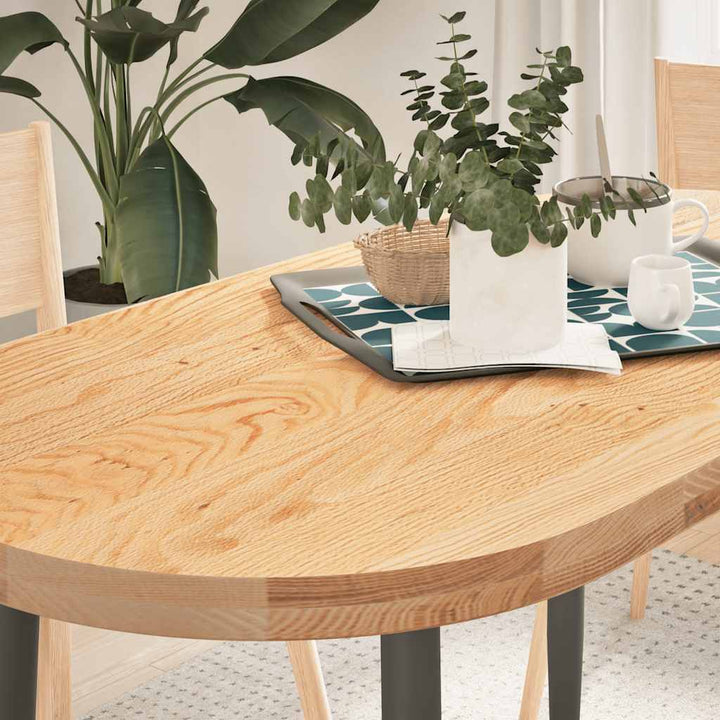 bordplade 120x60x4 cm massivt egetræ oval