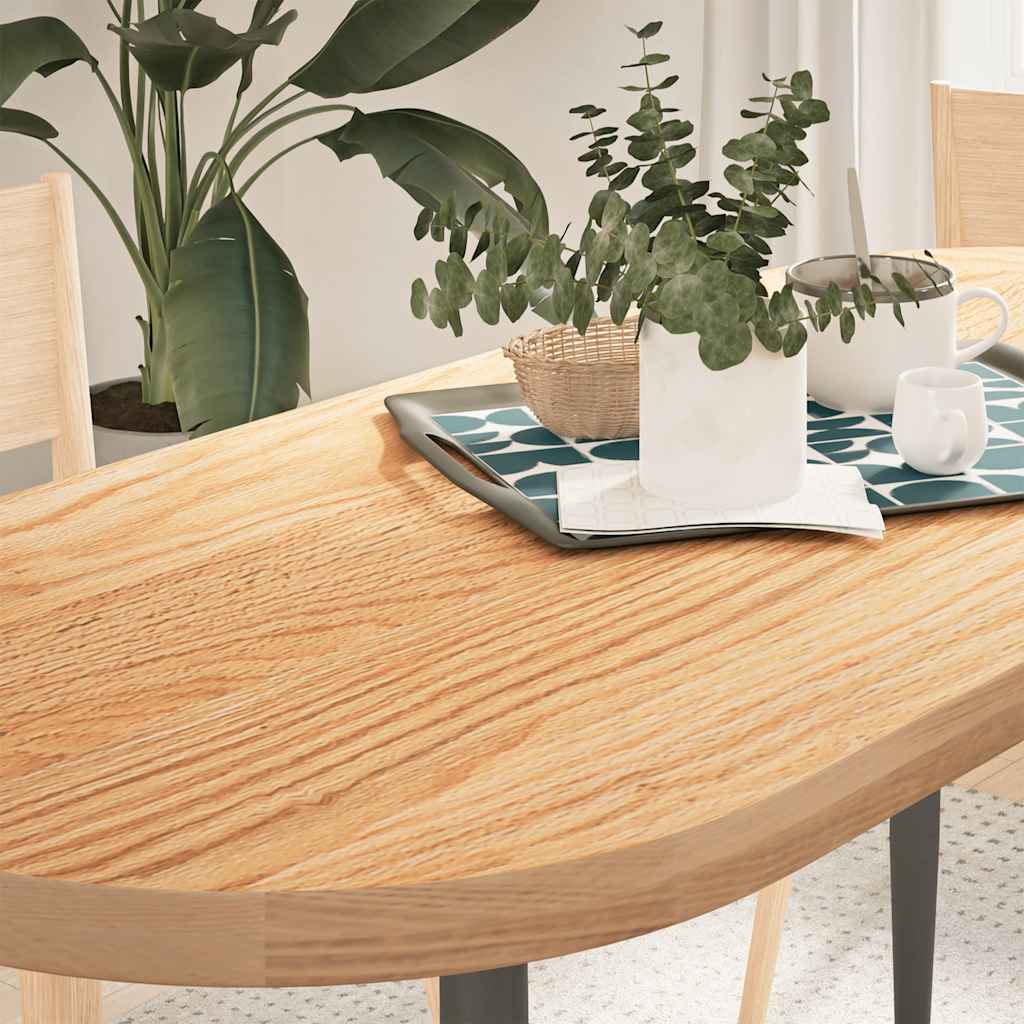 bordplade 140x60x4 cm massivt egetræ oval