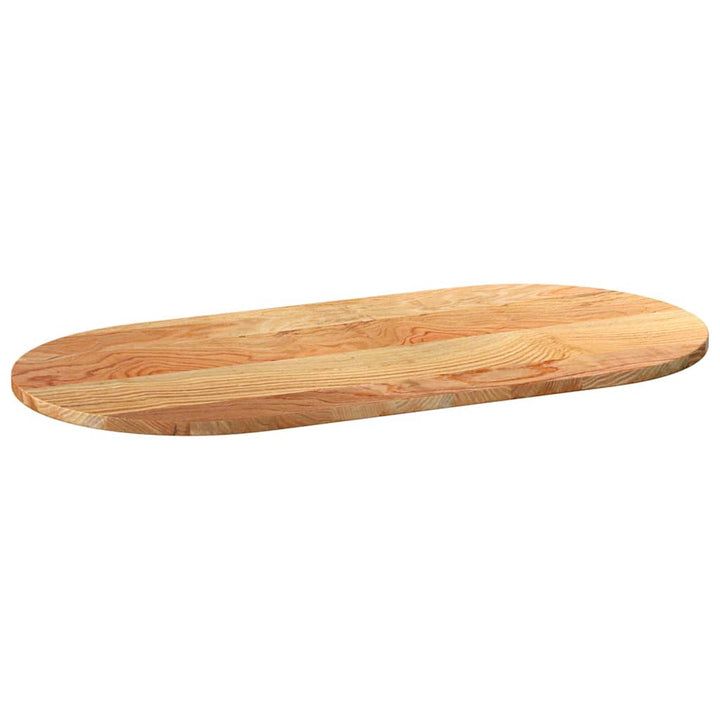 bordplade 100x50x2 cm massivt egetræ oval lysebrun