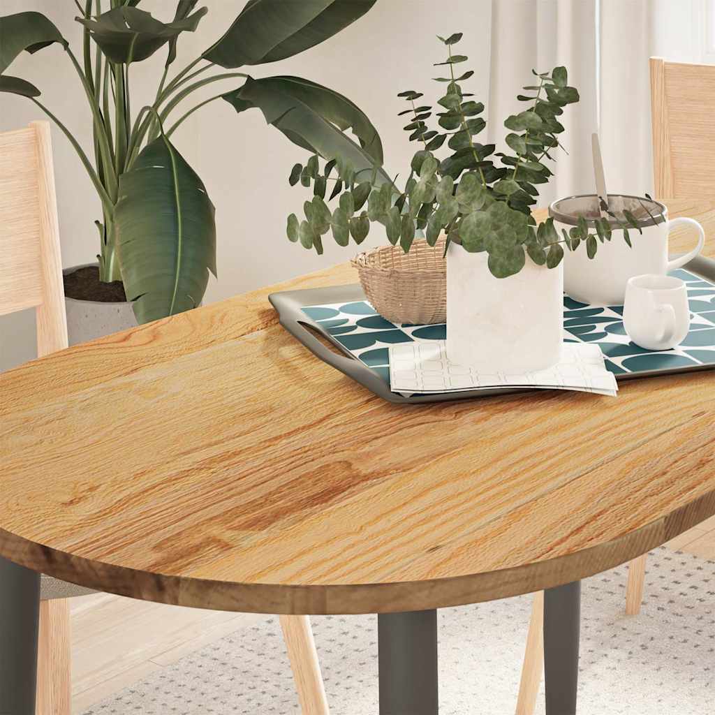 bordplade 120x60x2 cm massivt egetræ oval lysebrun