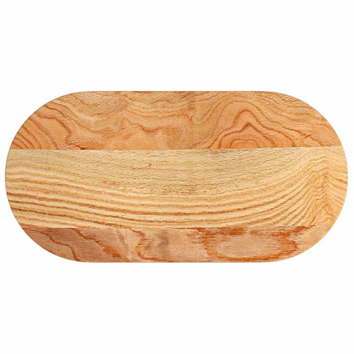 bordplade 80x40x4 cm massivt egetræ oval lysebrun