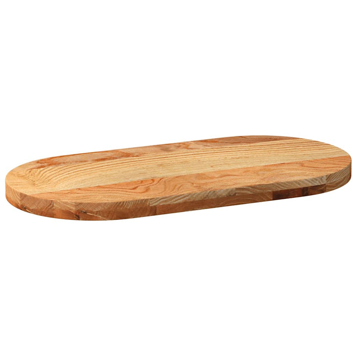 bordplade 80x40x4 cm massivt egetræ oval lysebrun