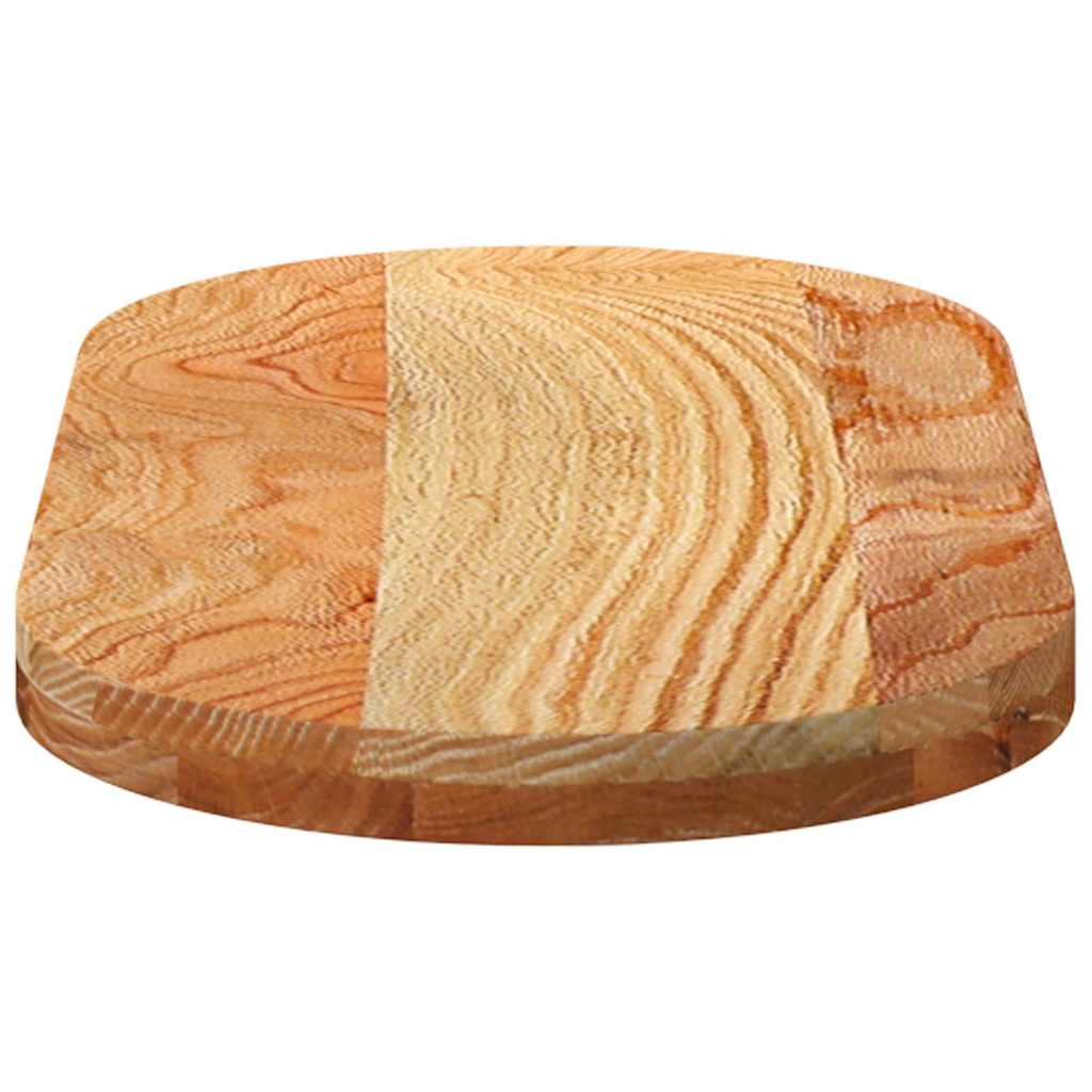 bordplade 80x40x4 cm massivt egetræ oval lysebrun