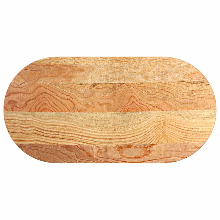 bordplade 100x50x4 cm massivt egetræ oval lysebrun