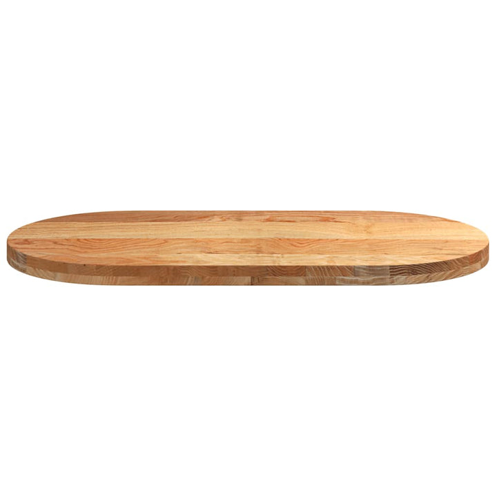 bordplade 100x50x4 cm massivt egetræ oval lysebrun