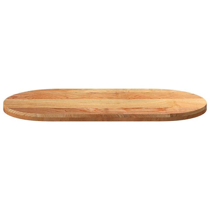 bordplade 120x60x4 cm massivt egetræ oval lysebrun