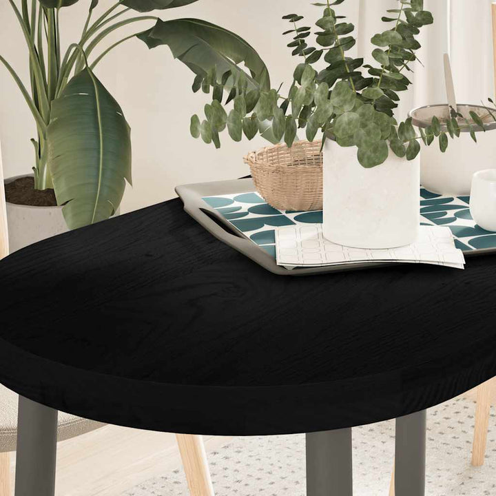 bordplade 100x50x4 cm massivt egetræ oval mørkebrun