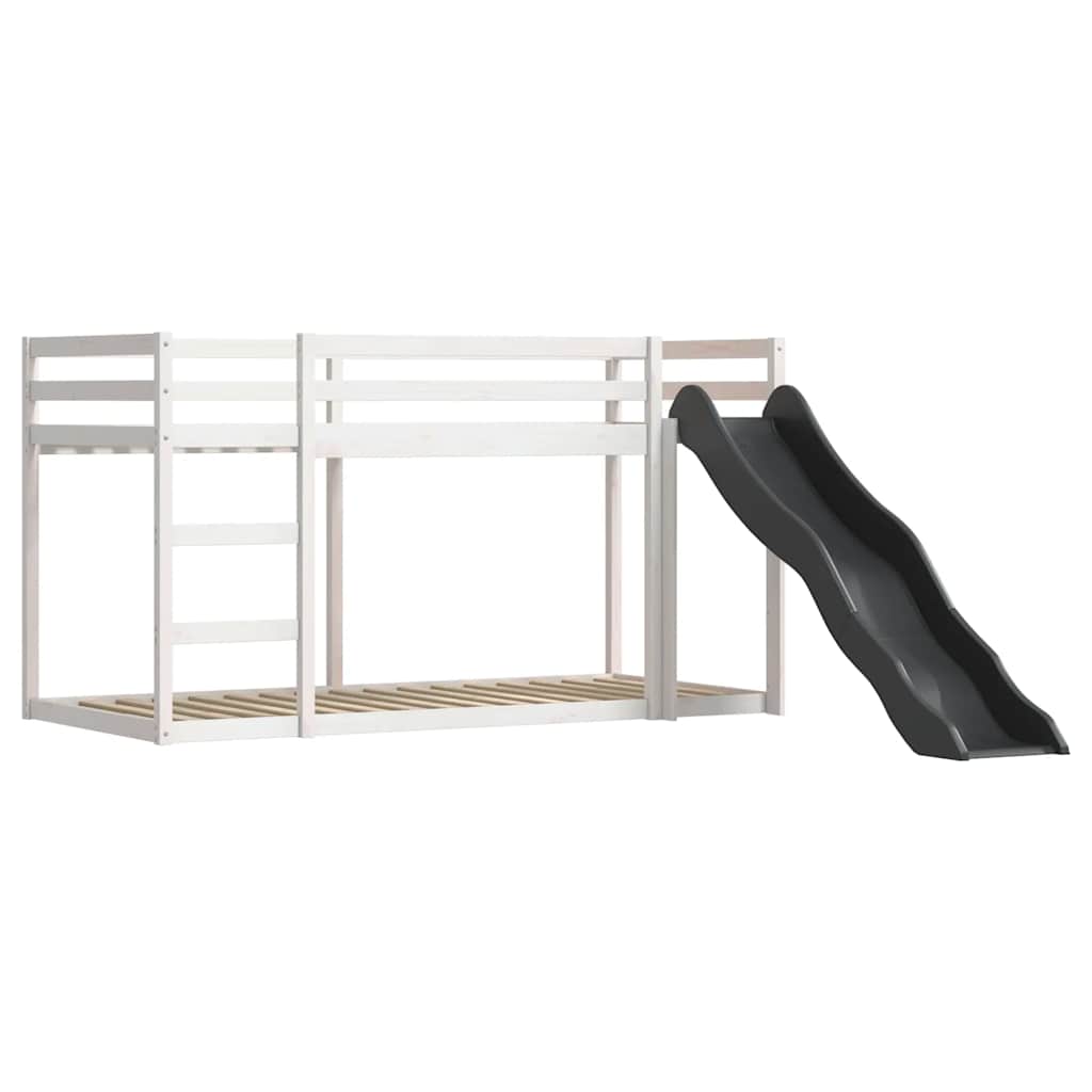 køjeseng med rutsjebane og forhæng 90x200 cm hvid og sort