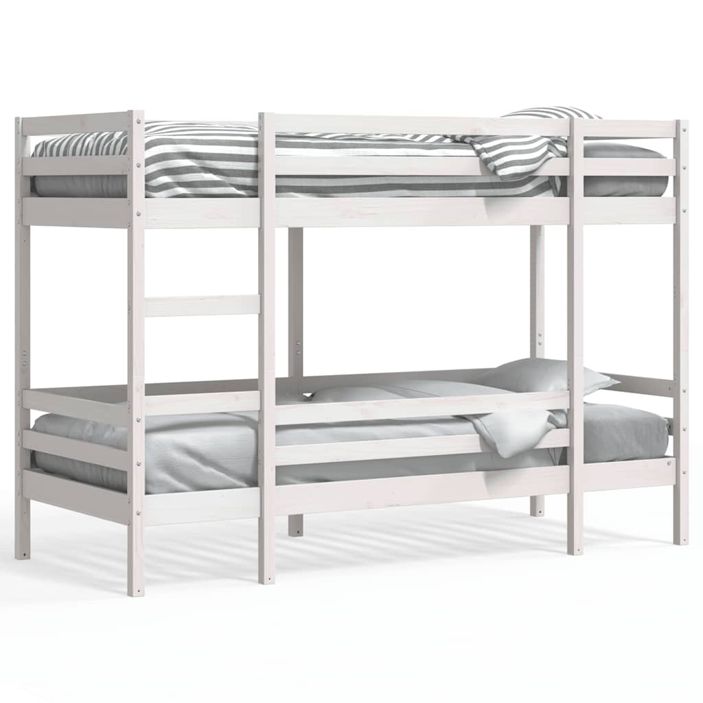 køjeseng 80x200 cm massivt fyrretræ hvid