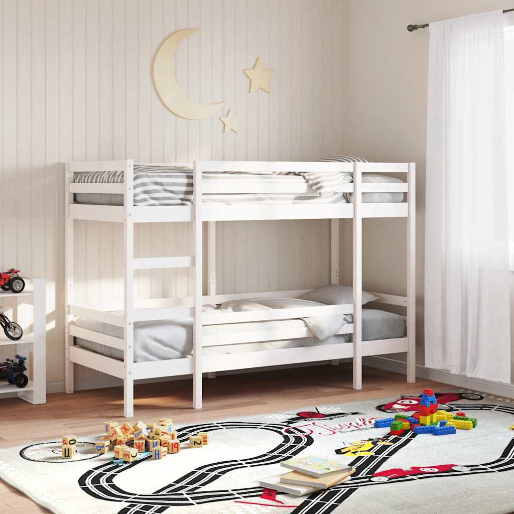 køjeseng 80x200 cm massivt fyrretræ hvid