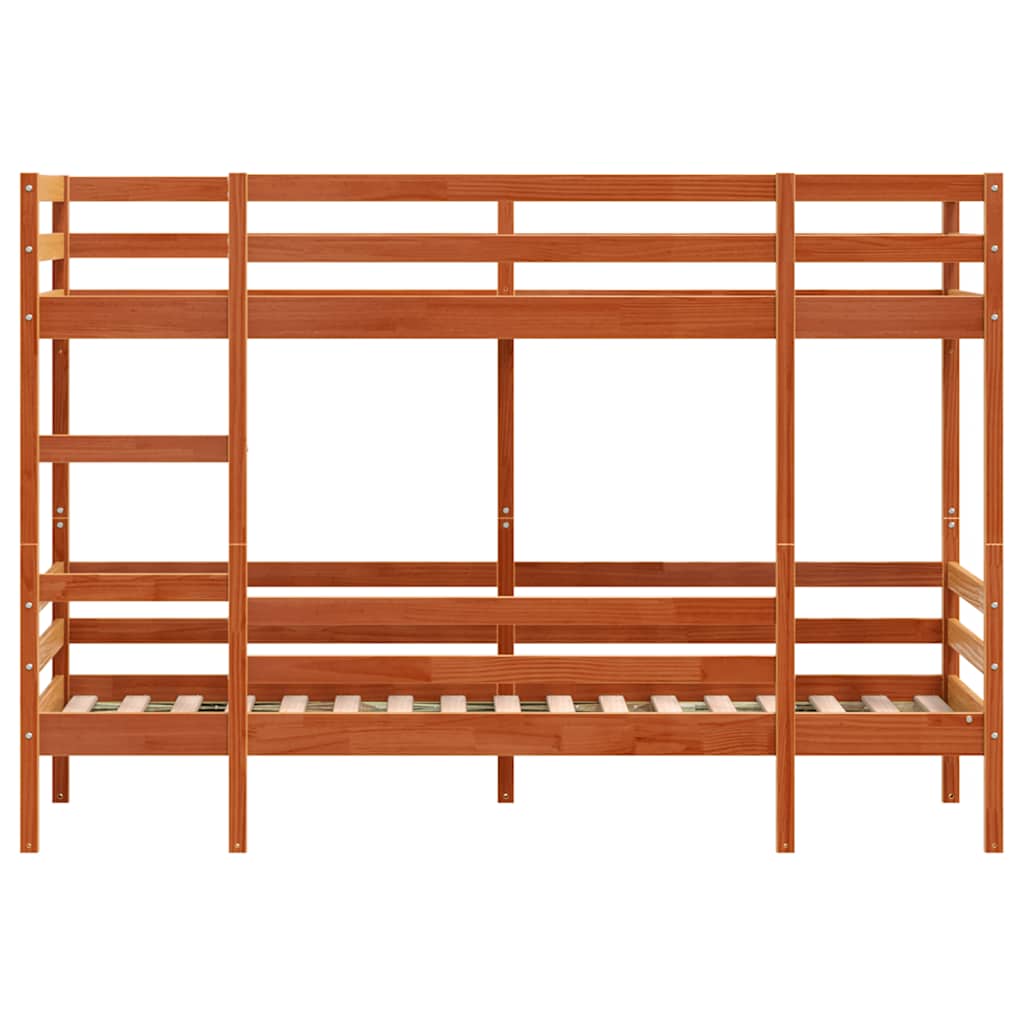 køjeseng 80x200 cm massivt fyrretræ voksbrun