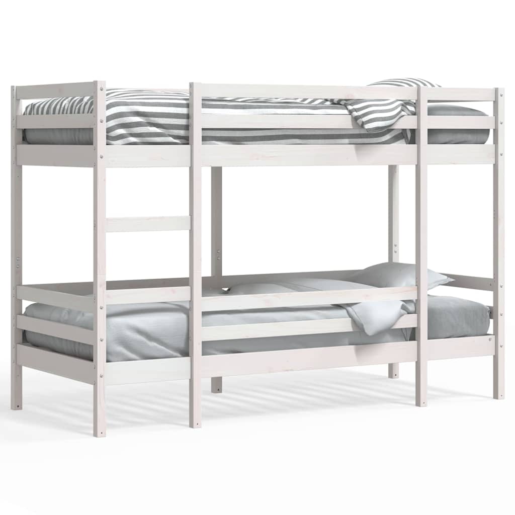 køjeseng 90x200 cm massivt fyrretræ hvid