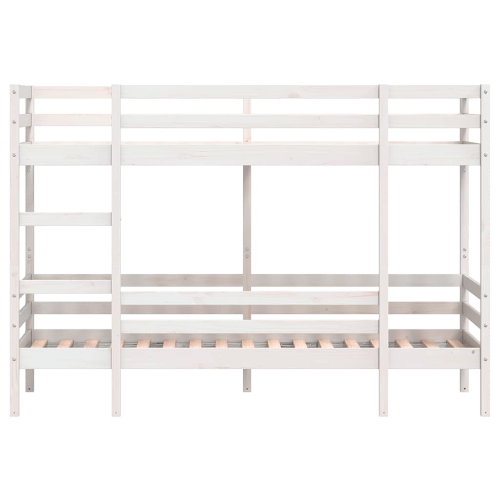 køjeseng 90x200 cm massivt fyrretræ hvid