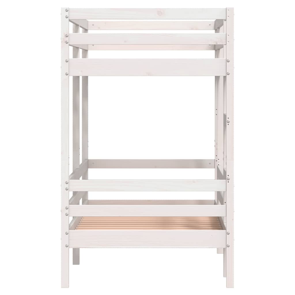 køjeseng 90x200 cm massivt fyrretræ hvid