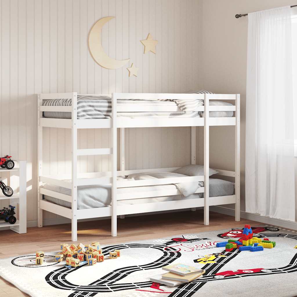køjeseng 90x200 cm massivt fyrretræ hvid