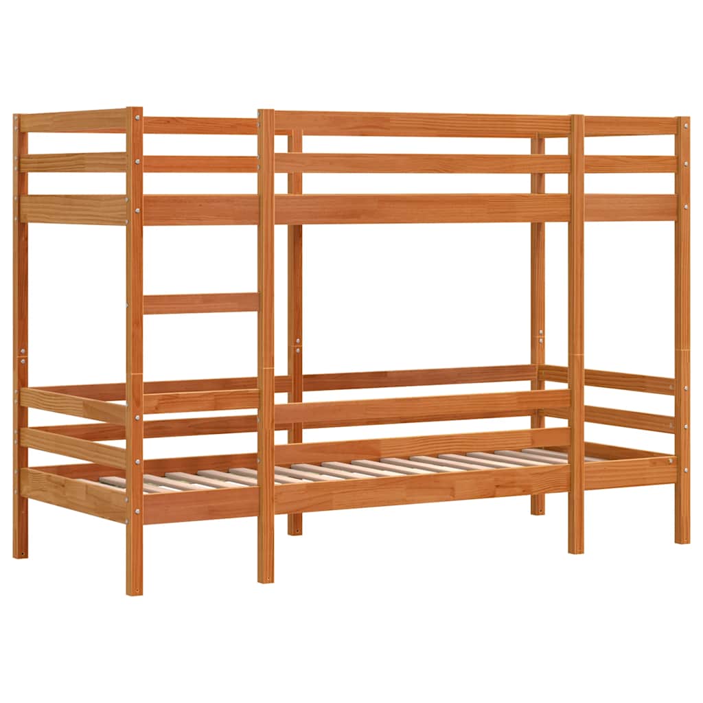 køjeseng 90x190 cm massivt fyrretræ voksbrun