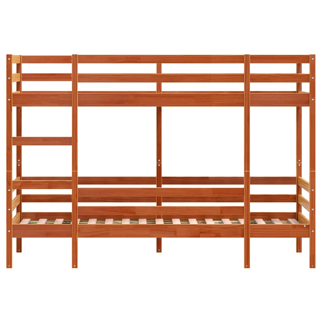 køjeseng 90x190 cm massivt fyrretræ voksbrun