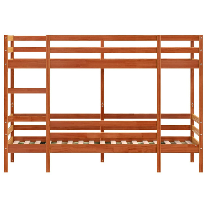 køjeseng 90x190 cm massivt fyrretræ voksbrun